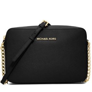 Leather Crossbody Michael Kors Jet Set Item Black